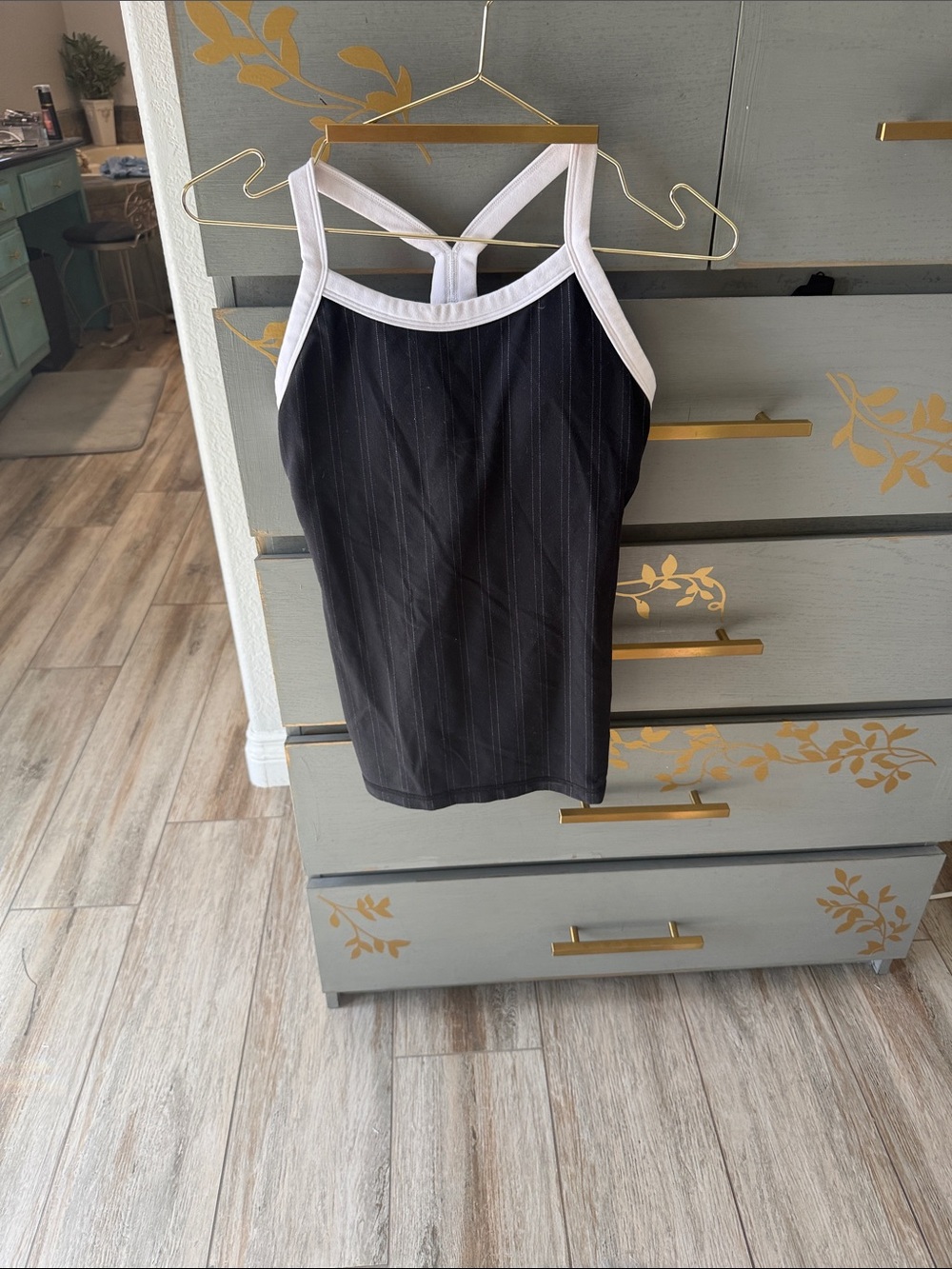 lululemon athletica Black Pinstripe Tank with White Trim